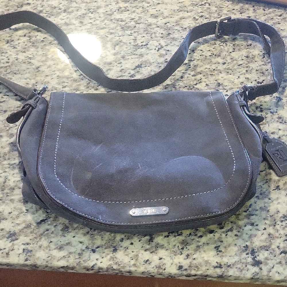Ralph Lauren Dark Gray Leather Messenger Bag